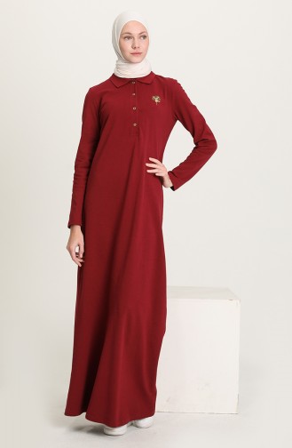 Claret Red Hijab Dress 3306-03
