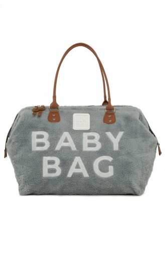 Bagmori Baby Bag Nakışlı Peluş Anne Bebek Çantası M000006319 Gri