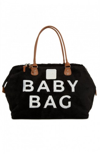 Bagmori Baby Bag Nakışlı Peluş Anne Bebek Çantası M000006319 Siyah