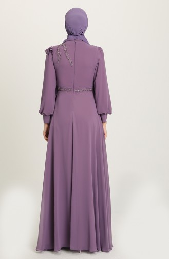 Dark Violet Hijab Evening Dress 3402-03