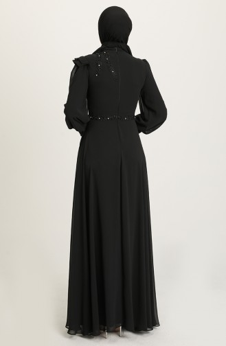 Black Hijab Evening Dress 3402-05