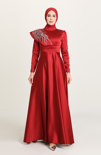 Weinrot Hijab-Abendkleider 4910-01