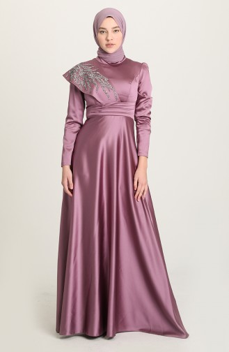 Violet Hijab Evening Dress 4910-07