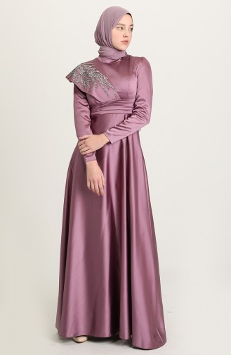 Violet Hijab Evening Dress 4910-07