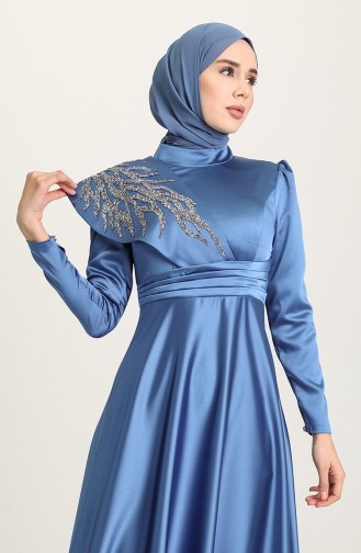 Indigo Hijab Evening Dress 4910-08