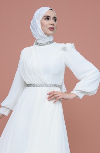 Naturfarbe Hijab-Abendkleider 4917-01