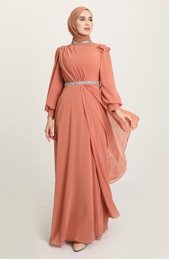 Onion Peel Hijab Evening Dress 4917-03