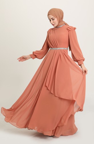 Onion Peel Hijab Evening Dress 4917-03