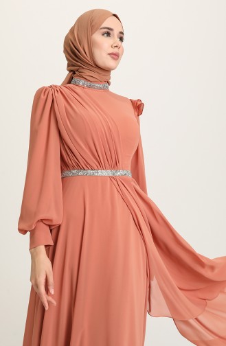 Onion Peel Hijab Evening Dress 4917-03