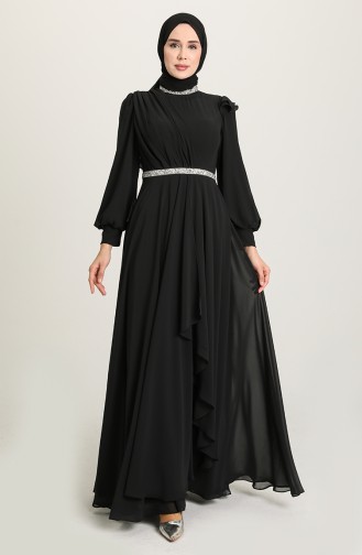 Black Hijab Evening Dress 4917-04