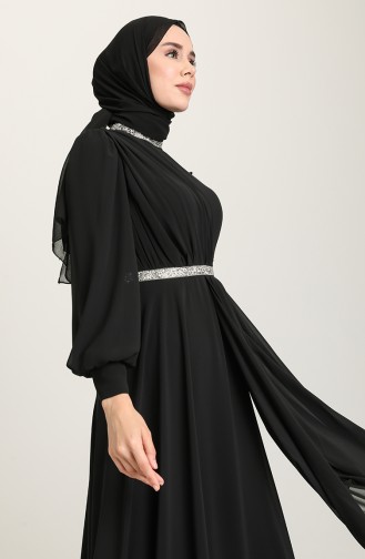 Black Hijab Evening Dress 4917-04