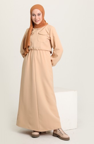 Beige Hijab Dress 3012-02