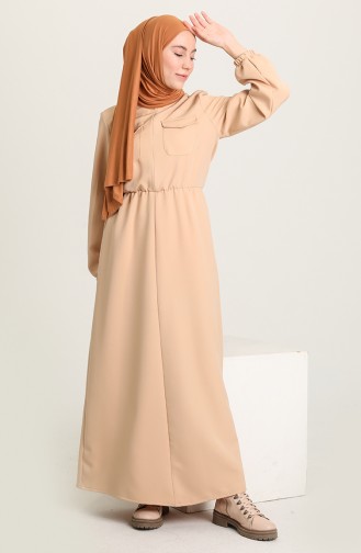Beige Hijab Dress 3012-02