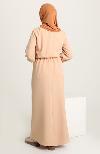 Beige Hijab Dress 3012-02