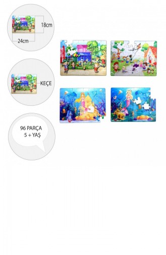 4 Set 96 Parça Tox Oyun Parkı Ve Deniz Kızı 5 Keçe Yapboz 5 Yaş Puzzle T40 T41 T293