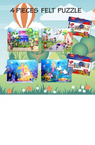 4 Set 96 Parça Tox Oyun Parkı Ve Deniz Kızı 5 Keçe Yapboz 5 Yaş Puzzle T40 T41 T293