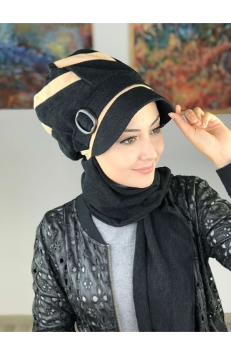 Schwarz Praktischer Turban 21AŞ12EKM-01