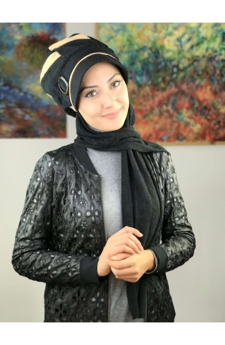 Black Ready to Wear Turban 21AŞ12EKM-01