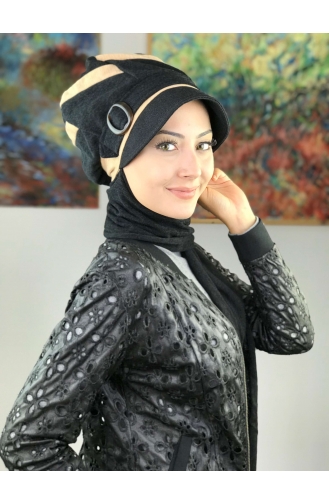 Schwarz Praktischer Turban 21AŞ12EKM-01