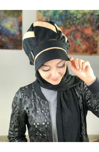 Black Ready to wear Turban 21AŞ12EKM-01