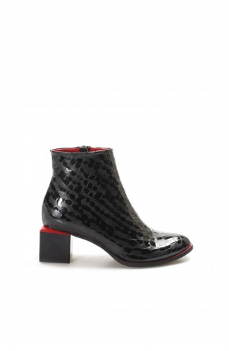 Schwarz Bot-bootie 064SZA638.Siyah Kroko