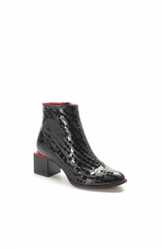 Schwarz Bot-bootie 064SZA638.Siyah Kroko