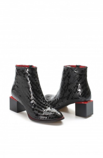 Schwarz Bot-bootie 064SZA638.Siyah Kroko