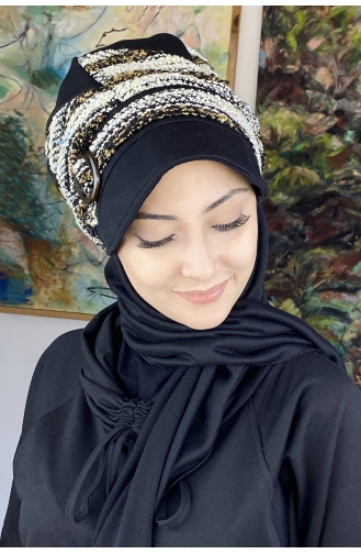 Beige Ready to Wear Turban 26EKM12-01