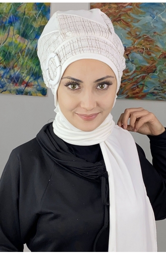 White Ready to Wear Turban 26EKM37-01