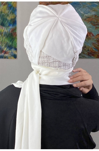 White Ready to Wear Turban 26EKM37-01