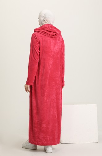 Taş Baskılı Kadife Ferace 9365-04 Pembe
