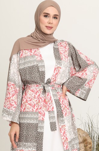 Desenli Kimono Pantolon İkili Takım 2204-05 Kırmızı