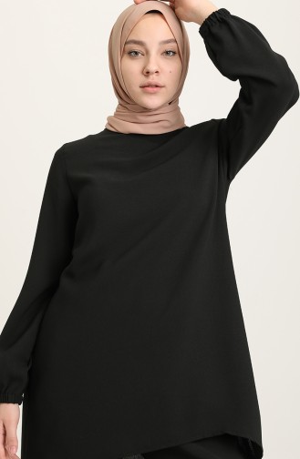 Asimetrik Tunik Pantolon İkili Takım 21Y8000-02 Siyah
