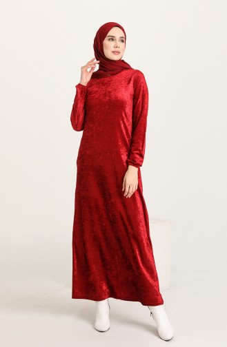 Claret Red Hijab Dress 8902-04