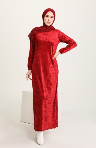 Claret Red Hijab Dress 8902-04