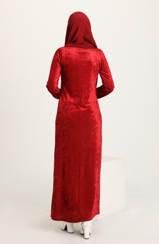 Claret Red Hijab Dress 8902-04