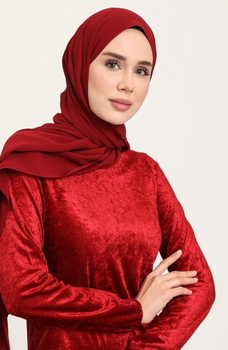 Claret Red Hijab Dress 8902-04