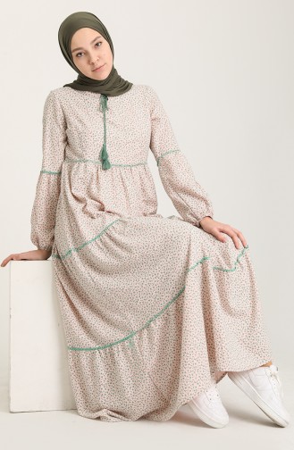 Parçalı Salaş Elbise 22K8510-01 Pudra Yeşil