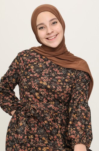 Schwarz Hijab Kleider 22K8511-04