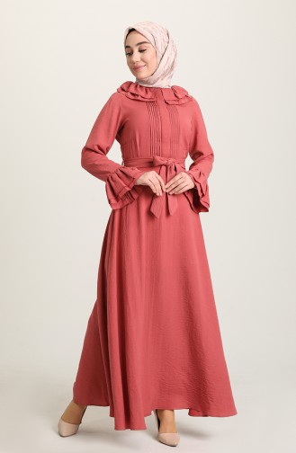 Beige-Rose Hijab Kleider 3091-03
