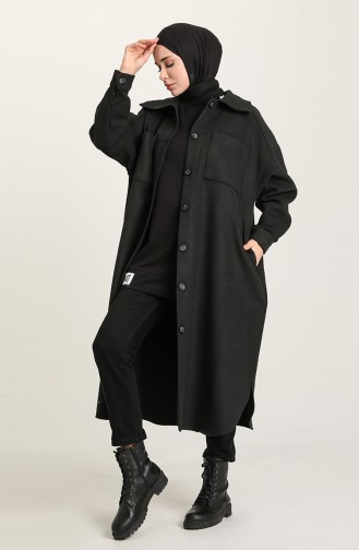 معطف طويل أسود فاتح 4002-06