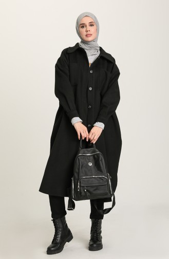 معطف طويل أسود 4002-08