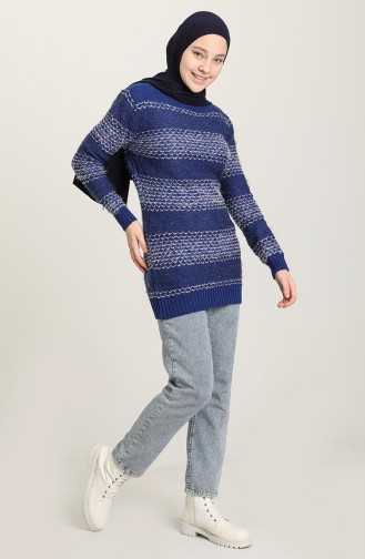 Saks-Blau Pullover 1702-05