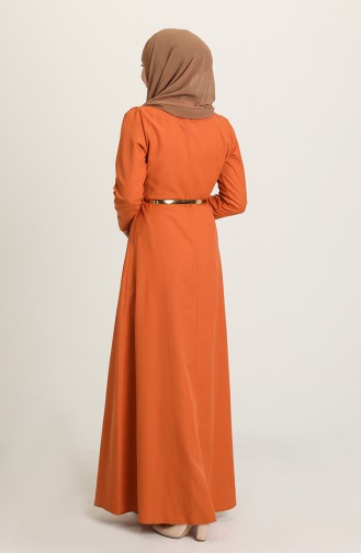 Dress with Belt and Necklace 6450-06 Brick Red 6450-06