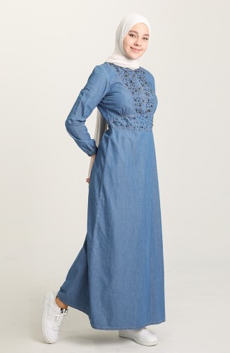 Denim Blue Hijab Dress 9281-01