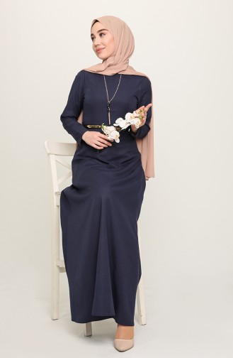 Kleid mit Halskette und Gürtel 6450-04 Dunkelblau 6450-04