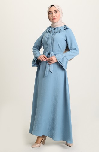 Blau Hijab Kleider 3091-07