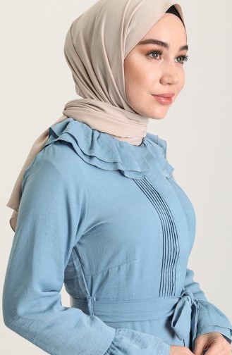 Blau Hijab Kleider 3091-07