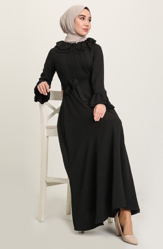 Schwarz Hijab Kleider 3091-04