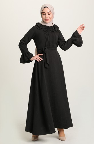 Schwarz Hijab Kleider 3091-04